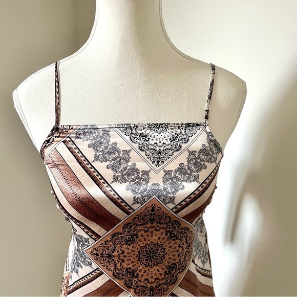 Ricki's Y2K Style Square Neck Satin Bandana Print Dress Size Small - Picture 2 of 12